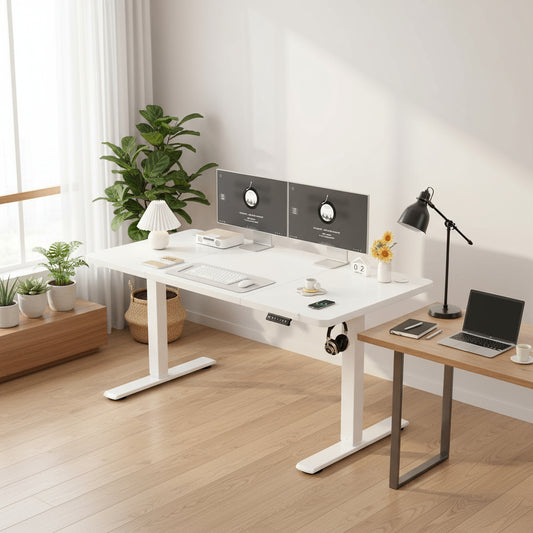 Bureau assis debout blanc 140 x 60 cm