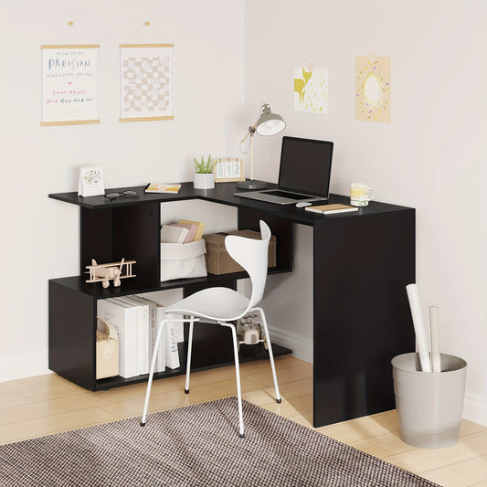 Bureau d'angle en bois avec étagère 120 x 100 cm
