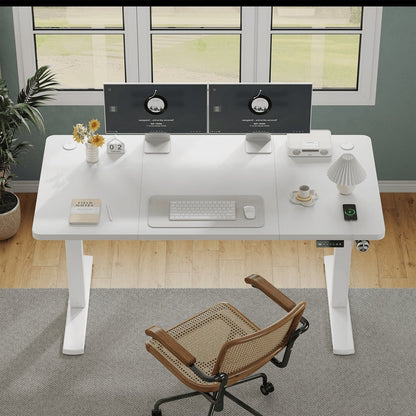 Bureau assis debout blanc 140 x 60 cm