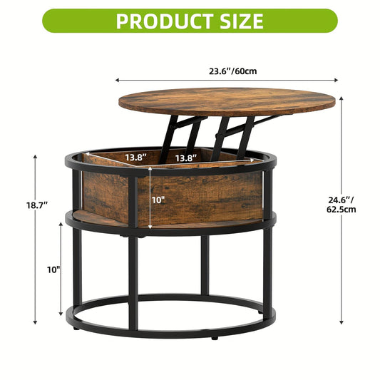 Table basse ronde en bois et metal