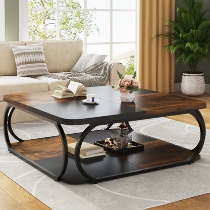Table basse bois et acier noir