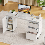 Bureau blanc avec rangement 120 X 36.5 X 73 Cm