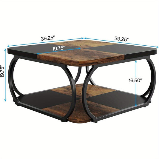 Table basse bois et acier noir