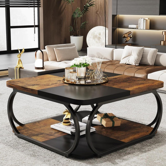 Table basse bois et acier noir