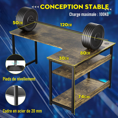 Bureau gamer angle 100 x 50 cm