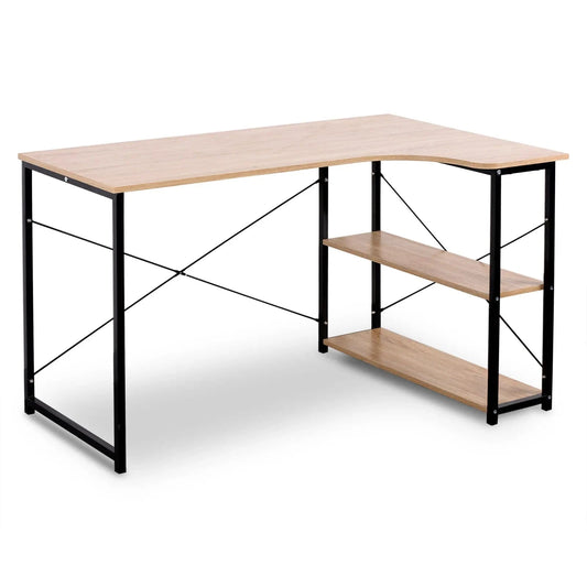 Bureau scandinave métal noir et bois étagère