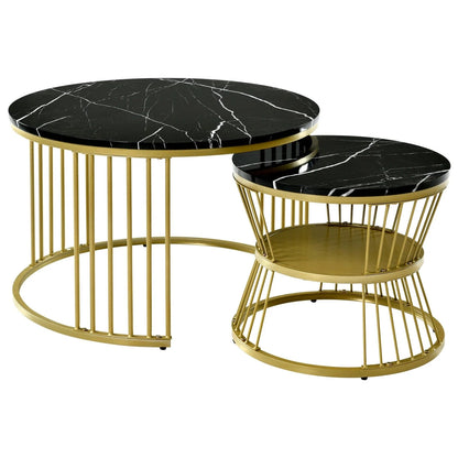 Table basse marbre noir et doré