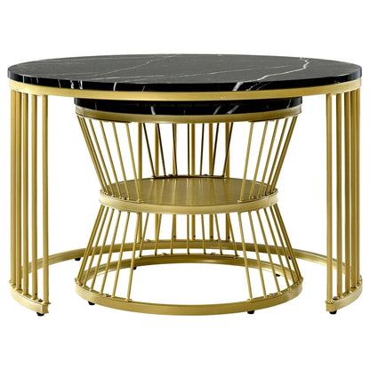 Table basse marbre noir et doré
