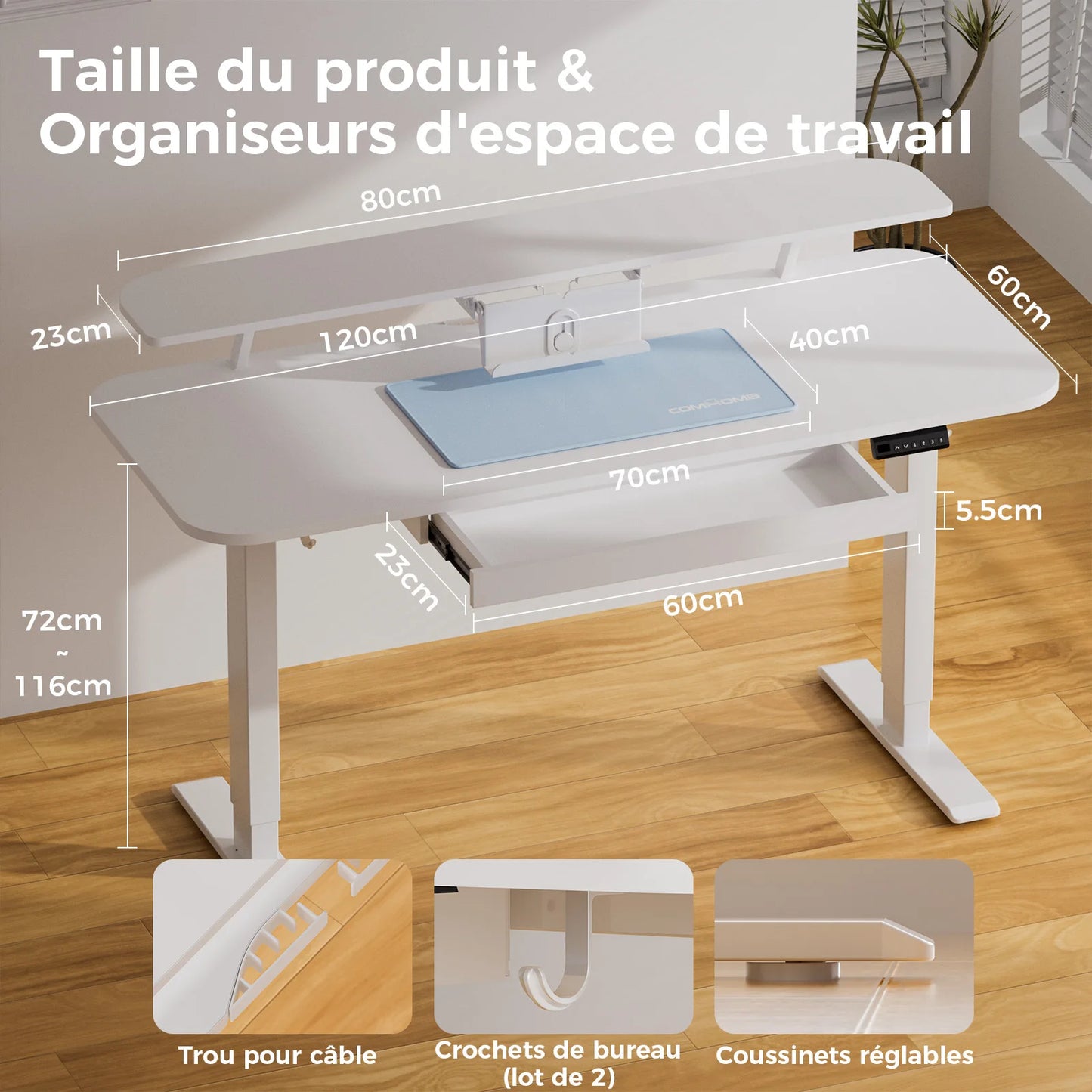Bureau assis debout blanc