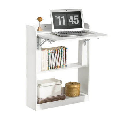 Bureau pliable petit espace avec étagère