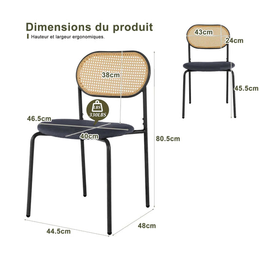 Chaise en rotin cannage | SET de 2 chaises