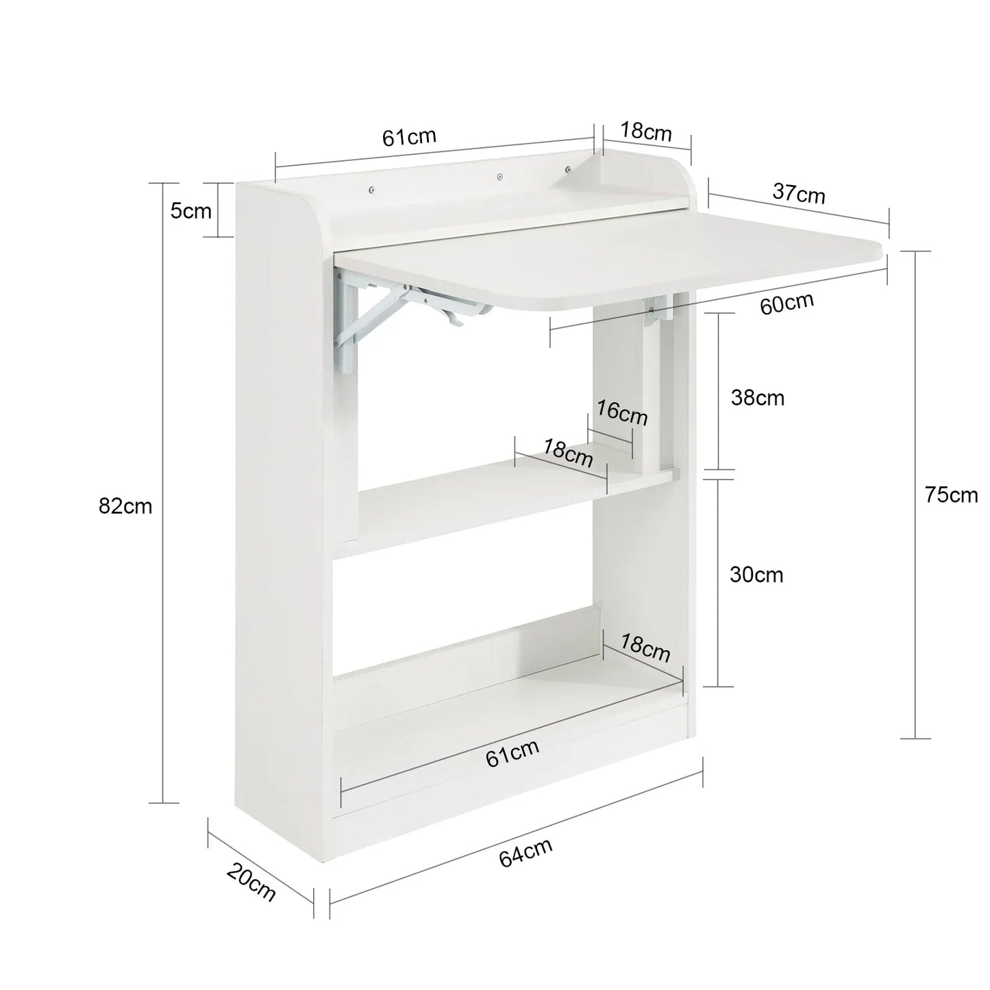 Bureau pliable petit espace avec étagère