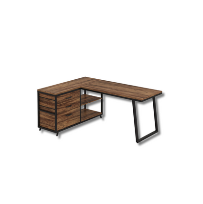 Bureau d'angle en bois avec rangement
