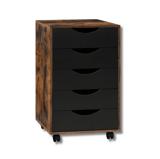 Caisson bureau noir et bois