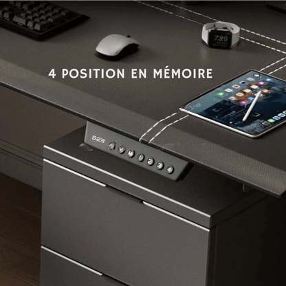 Bureau assis debout plateau bois massif