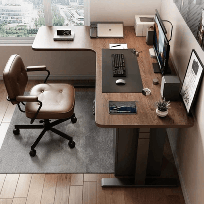 Bureau assis debout plateau bois massif