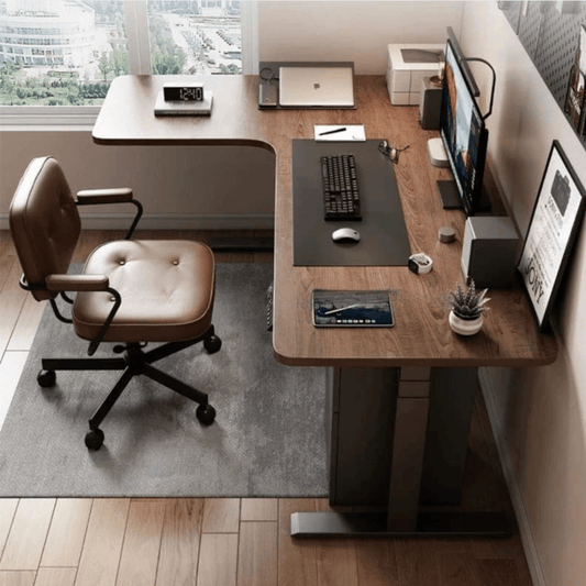 Bureau assis debout plateau bois massif
