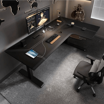Bureau assis debout plateau bois massif