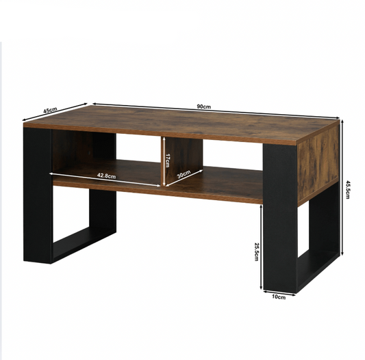 Table basse acier bois design
