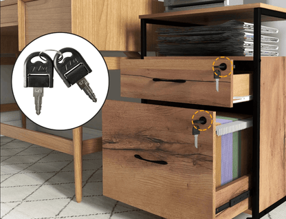 Caisson bureau à tiroirs en bois
