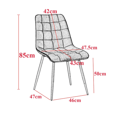 Chaise de réunion en velours | SET DE 4 PIÈCES