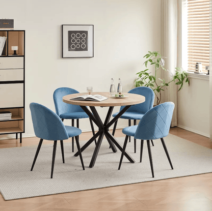 Chaise de réunion style nordique en velours | SET DE 4 PIÈCES
