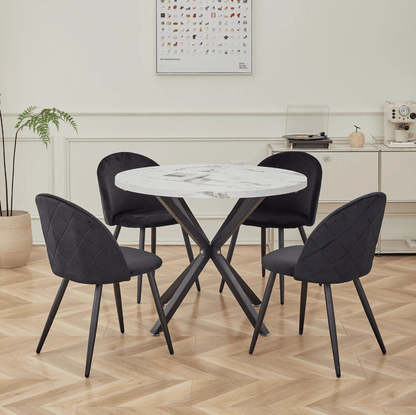 Chaise de réunion style nordique en velours | SET DE 4 PIÈCES
