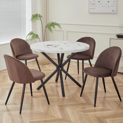 Chaise de réunion style nordique en velours | SET DE 4 PIÈCES