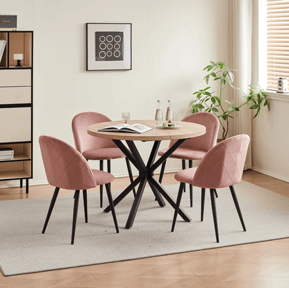 Chaise de réunion style nordique en velours | SET DE 4 PIÈCES