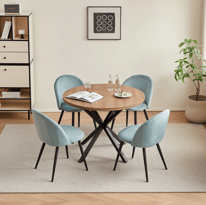 Chaise de réunion style nordique en velours | SET DE 4 PIÈCES
