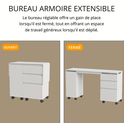 Bureau blanc avec rangement 120 X 36.5 X 73 Cm
