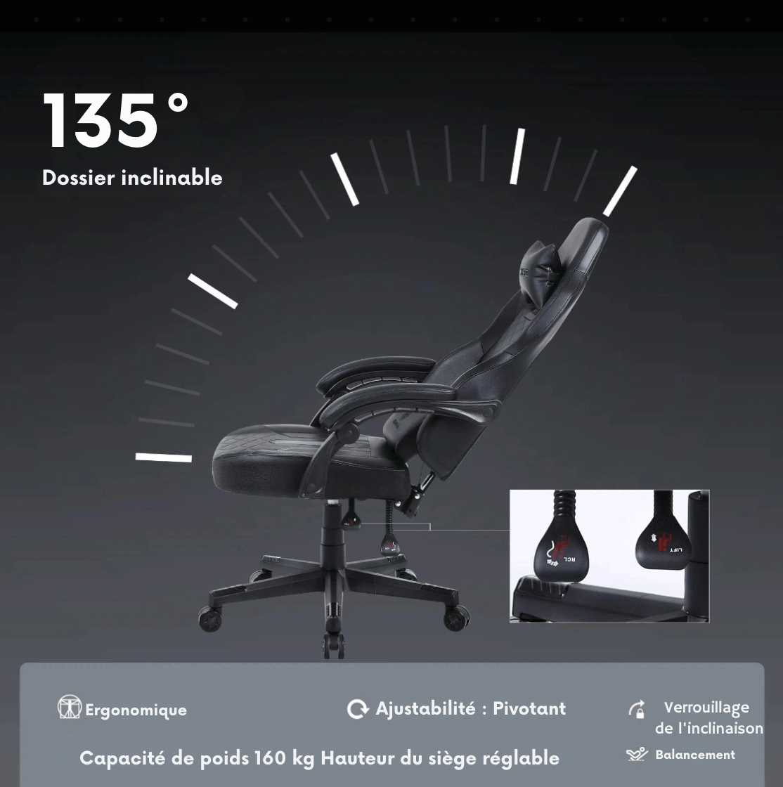 Siège gamer baquet Cuir PU