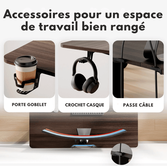 Bureau assis debout couleur ébène 110 cm