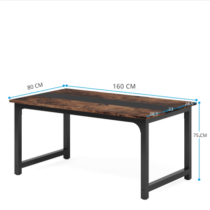 Bureau en chêne et acier noir 160 x 80 cm