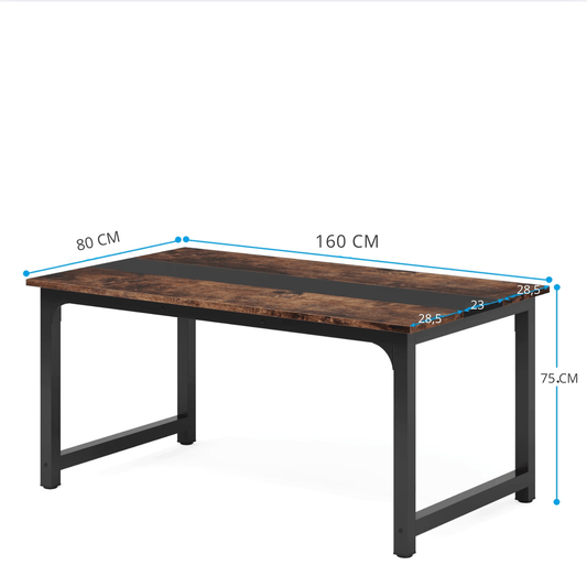 Bureau en chêne et acier noir 160 x 80 cm