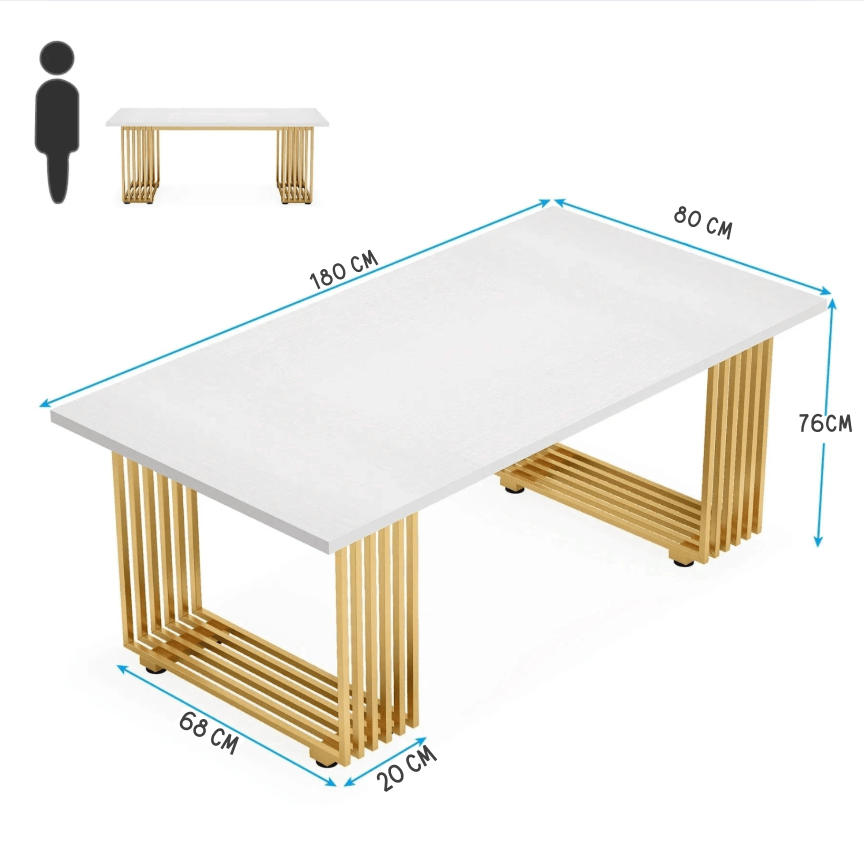 Bureau blanc et doré