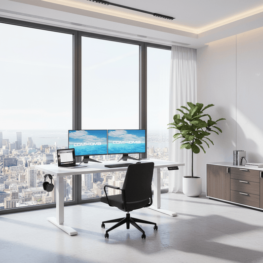 Bureau assis debout pro blanc 140 x 60 cm