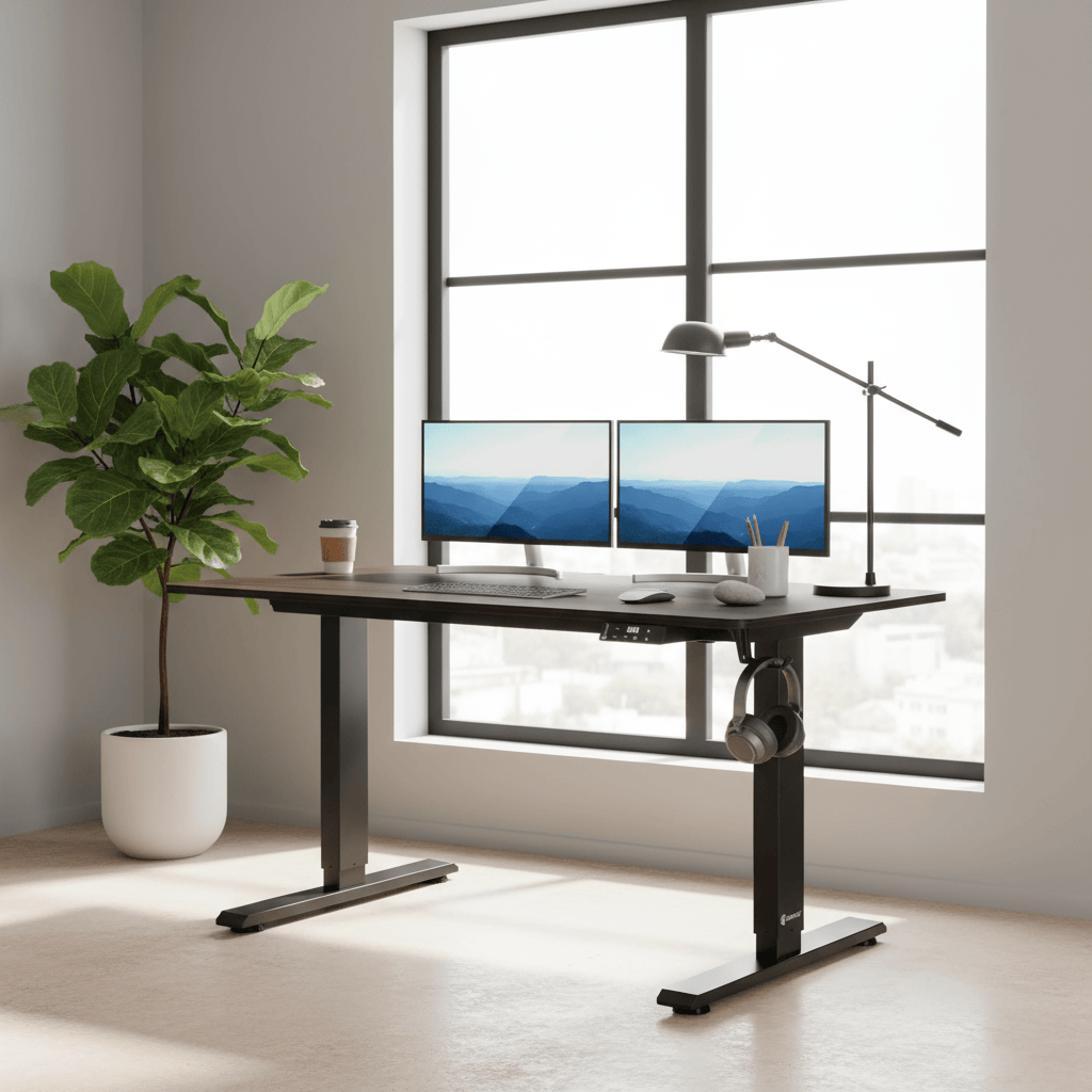 Bureau assis debout couleur ébène 110 cm