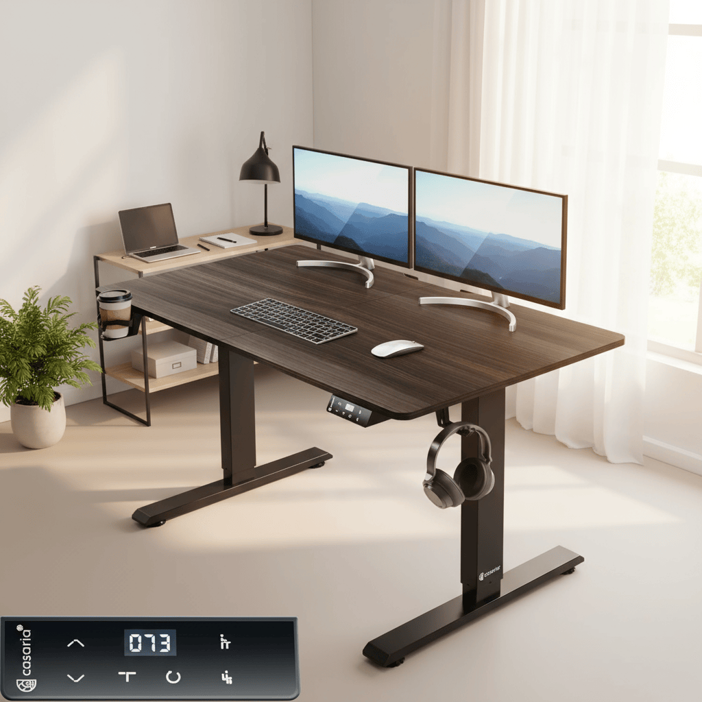 Bureau assis debout couleur ébène 110 cm