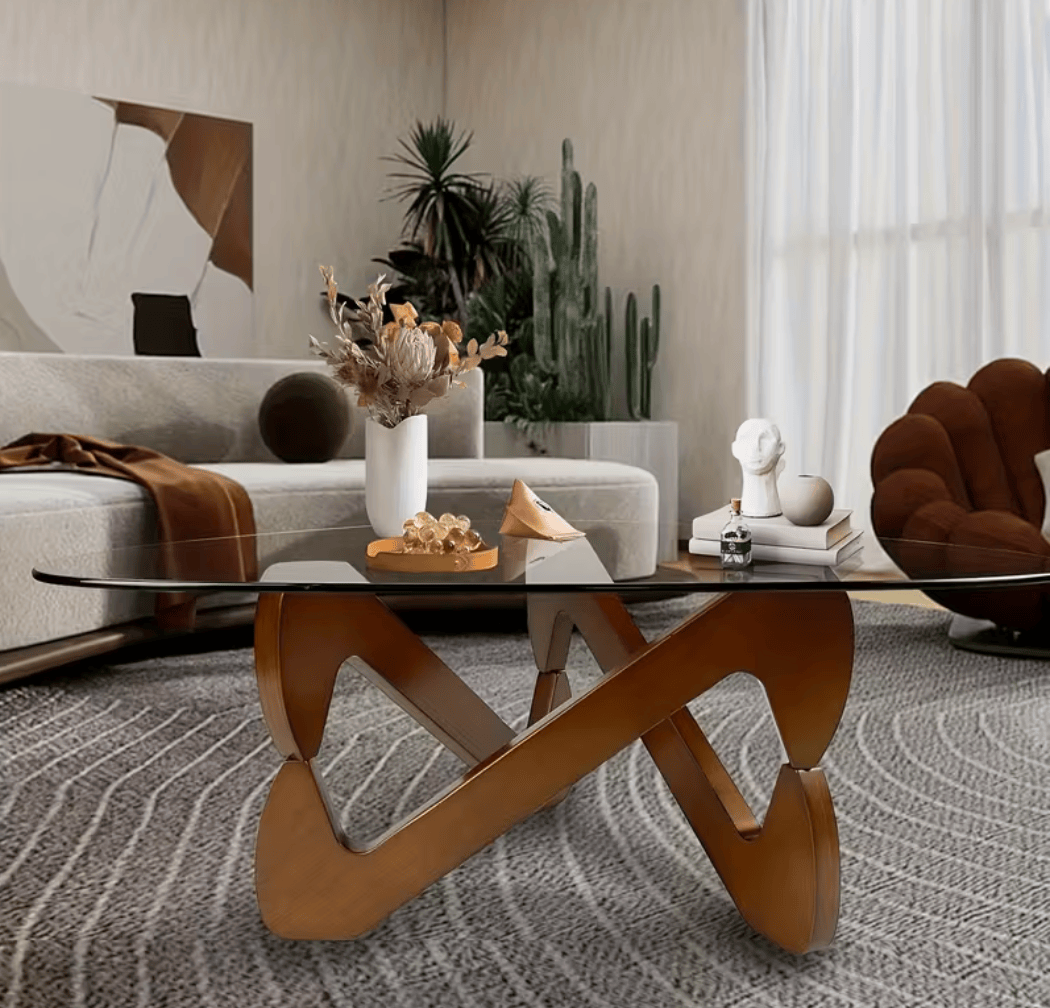 Table basse design en verre trempé