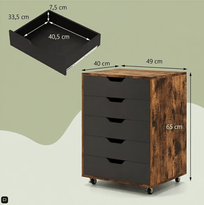 Caisson bureau noir et bois