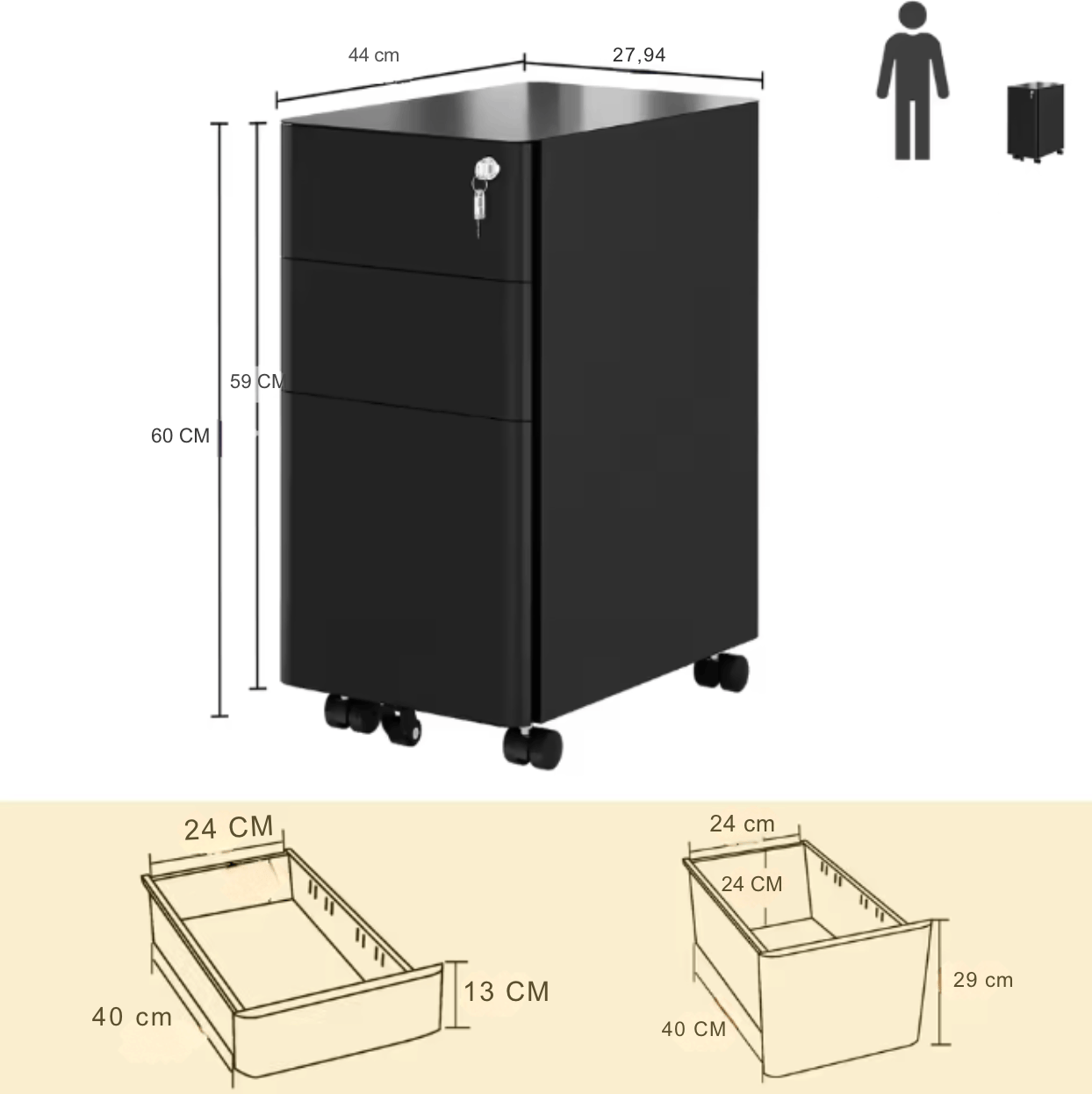 Caisson de bureau noir