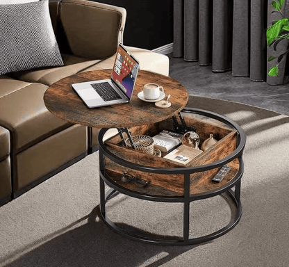 Table basse ronde en bois et metal
