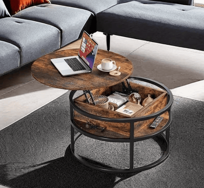 Table basse ronde en bois et metal