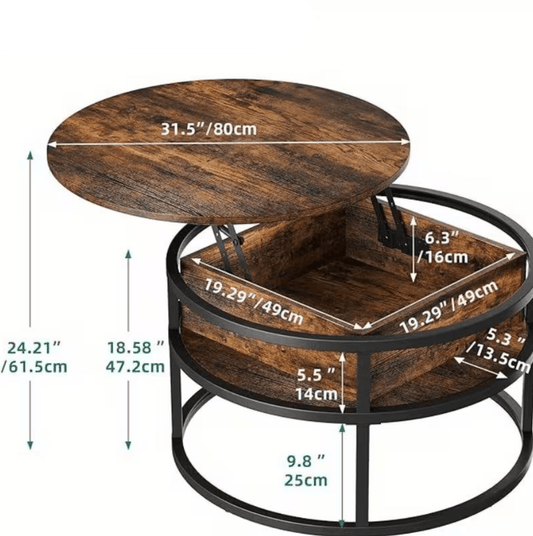 Table basse ronde en bois et metal