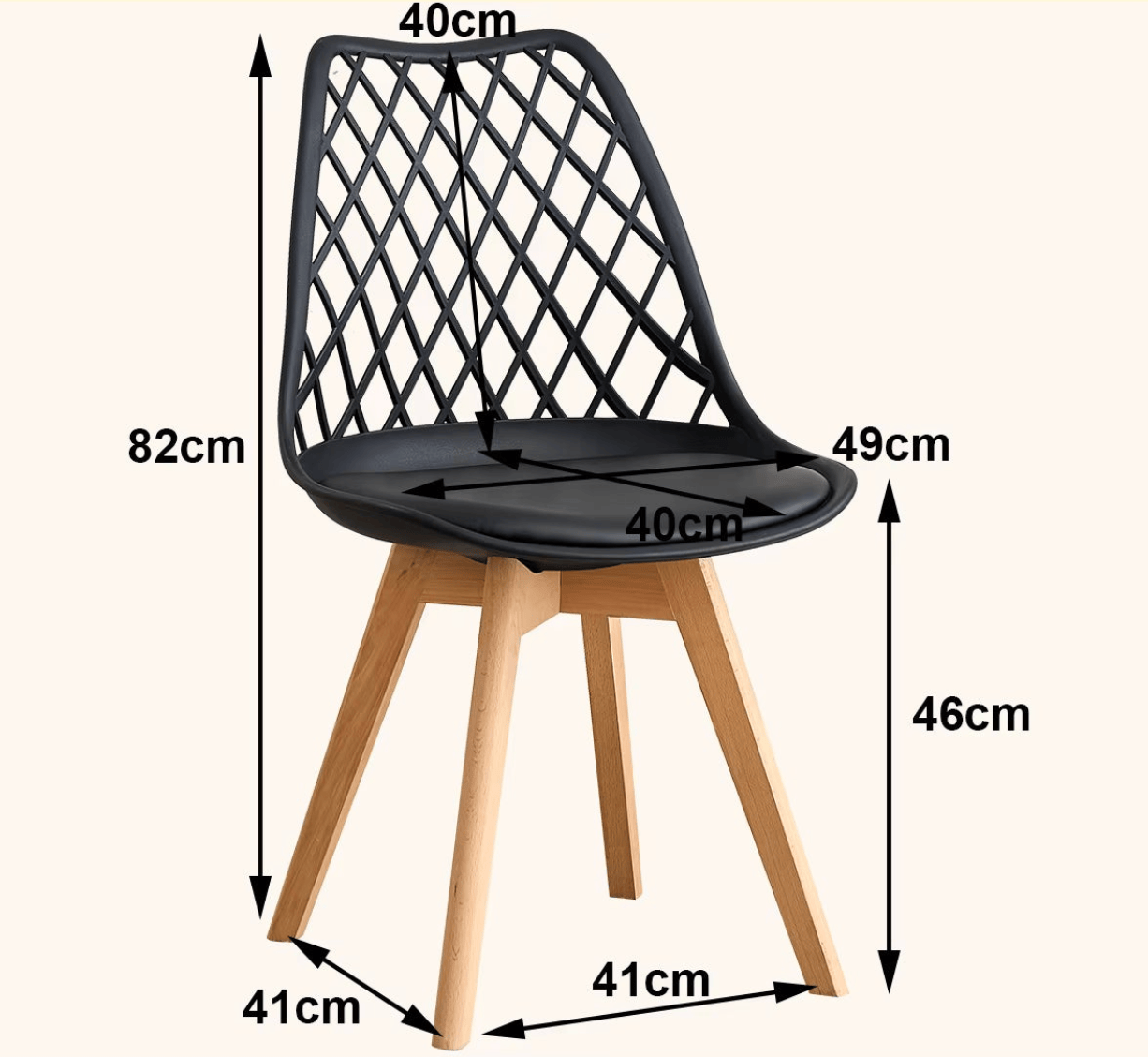 Chaises dossier quadrillé | SET de 4 à 6 chaises