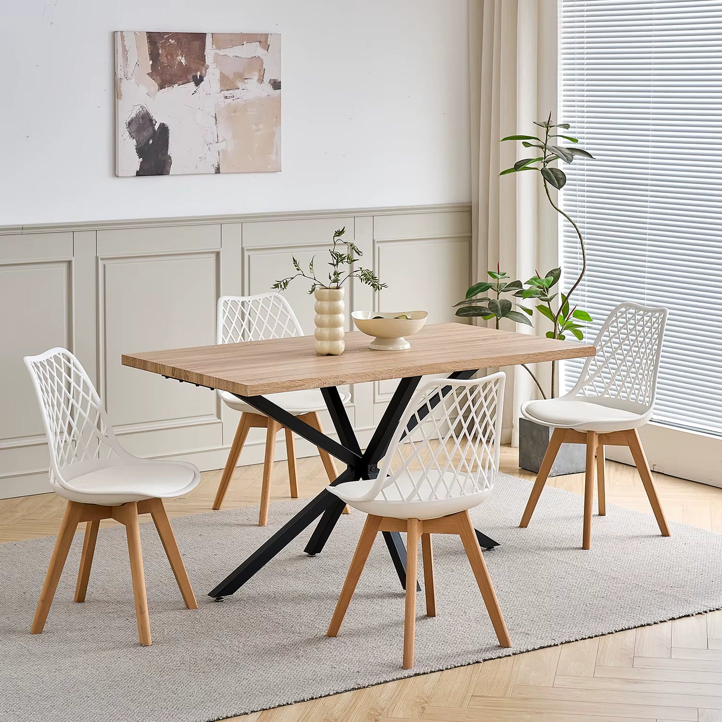 Chaises dossier quadrillé | SET de 4 à 6 chaises