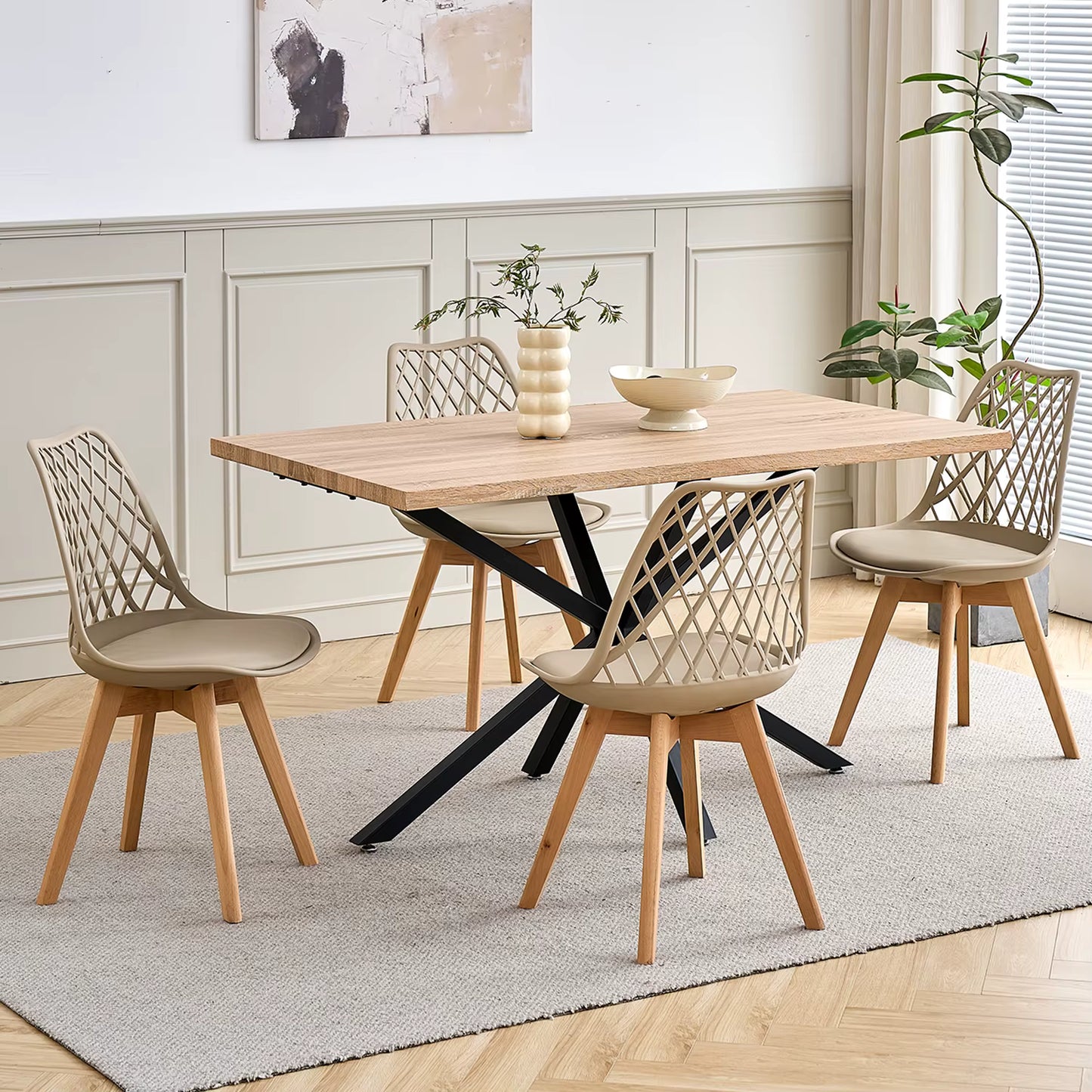 Chaises dossier quadrillé | SET de 4 à 6 chaises