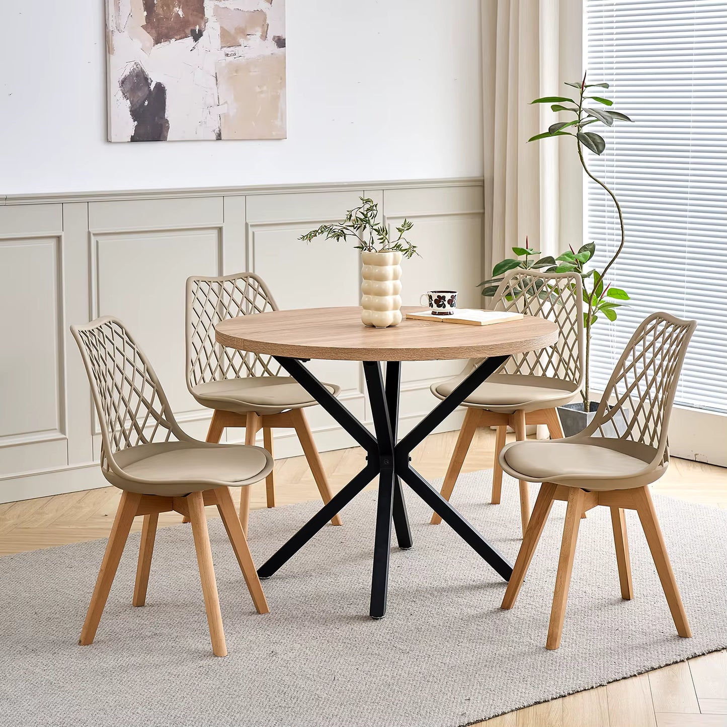 Chaises dossier quadrillé | SET de 4 à 6 chaises