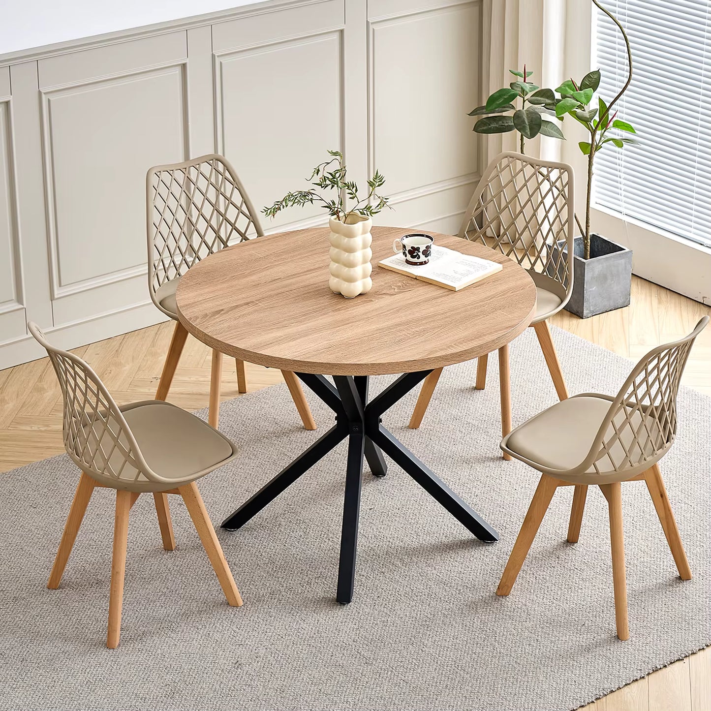 Chaises dossier quadrillé | SET de 4 à 6 chaises